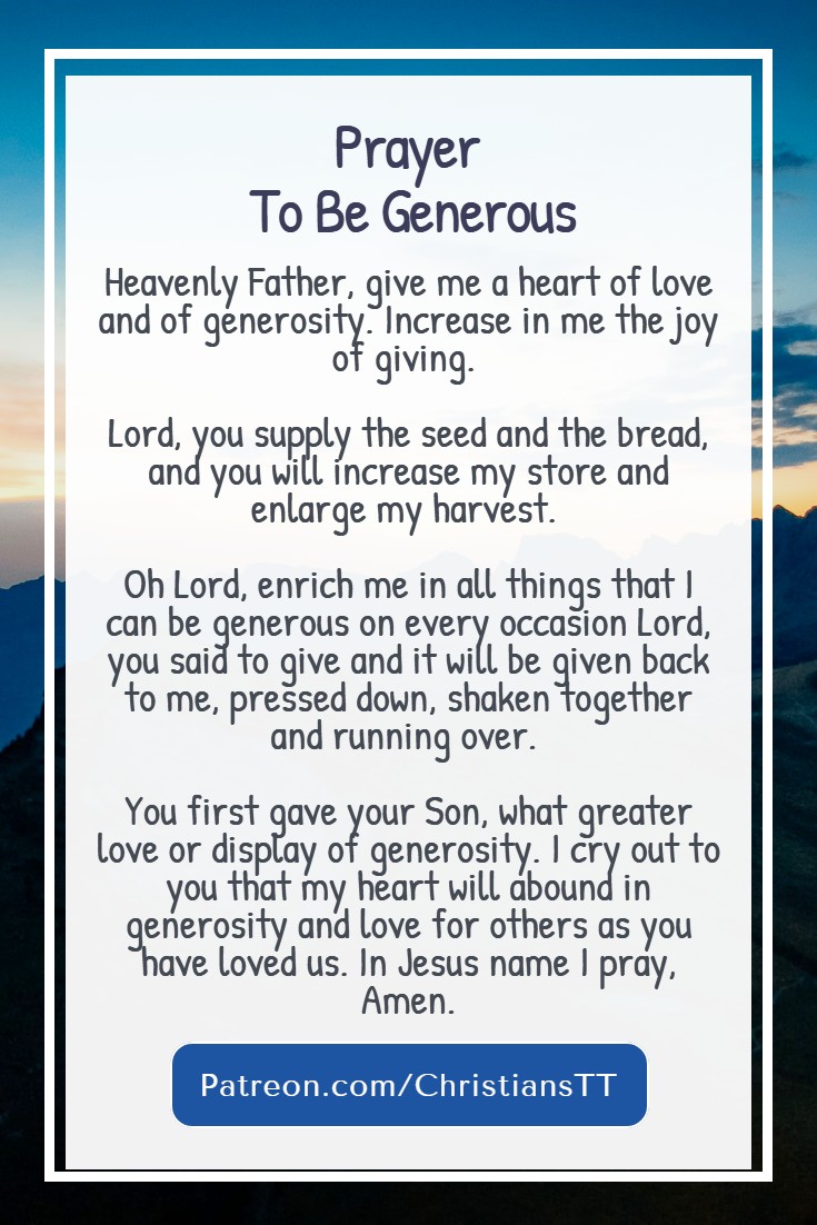 Prayer to be Generous